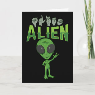 Ily Alien Asl Hand Gesture Deaf Hearing Loss Aware Card