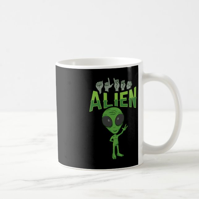 ILY Alien ASL Hand Gesture Deaf Hearing Loss Aware Coffee Mug (Right)