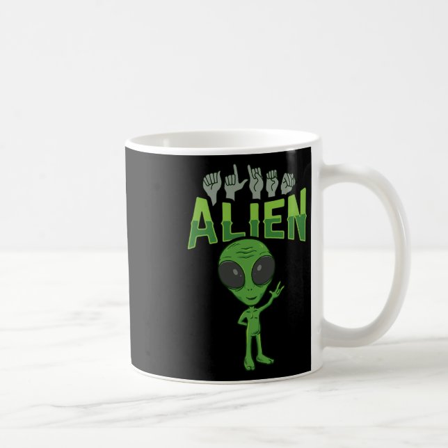 Ily Alien Asl Hand Gesture Deaf Hearing Loss Aware Coffee Mug (Right)