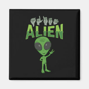 ILY Alien ASL Hand Gesture Deaf Hearing Loss Aware Magnet
