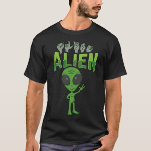 ILY Alien ASL Hand Gesture Deaf Hearing Loss Aware T-Shirt