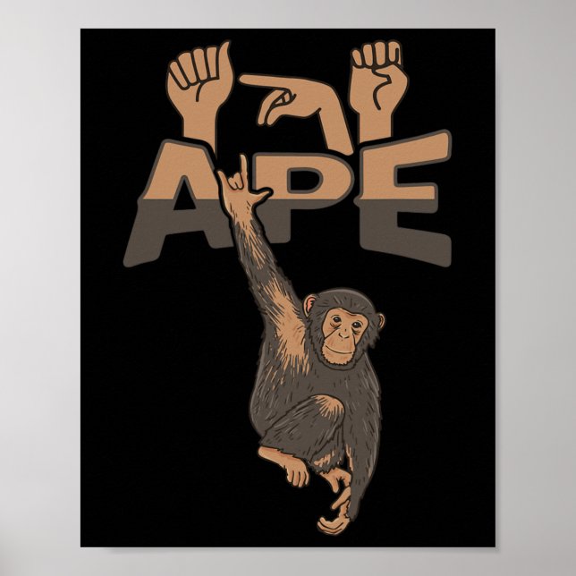 ILY APE ASL Hand Gesture Deaf Hearing Loss Awarene Poster (Front)
