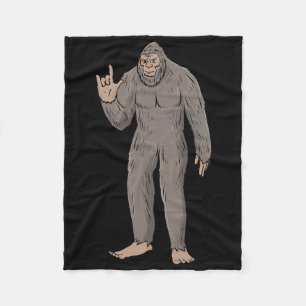 Ily Big Foot Asl Hand Gesture Deaf Hearing Loss Aw Fleece Blanket
