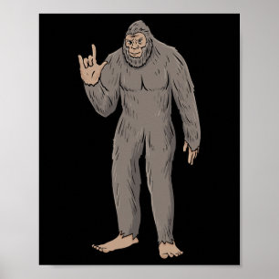ILY BIG Foot ASL Hand Gesture Deaf Hearing Loss Aw Poster
