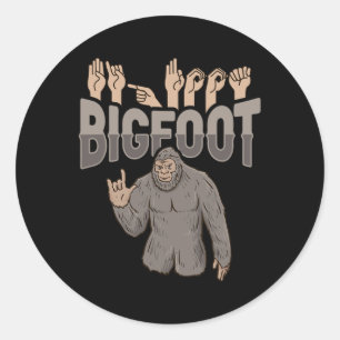 ILY Bigfoot ASL Hand Gesture Deaf Hearing Loss Awa Classic Round Sticker
