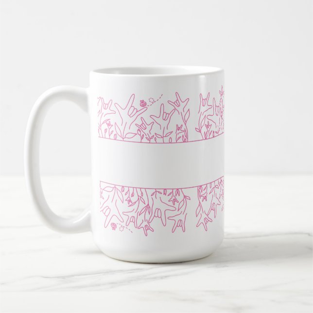 ILY Bloom - Custom Name ASL Design Coffee Mug (Left)
