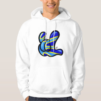 ILY Hand Sign with Deafflag Design Hoodie