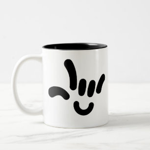 ILY (I LOVE YOU) in ASL Two-Tone Coffee Mug