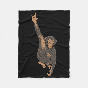 Ily Monkey Asl Hand Gesture Deaf Hearing Loss Awar Fleece Blanket