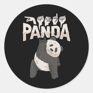 ILY Panda ASL Hand Gesture Deaf Hearing Loss Aware Classic Round Sticker