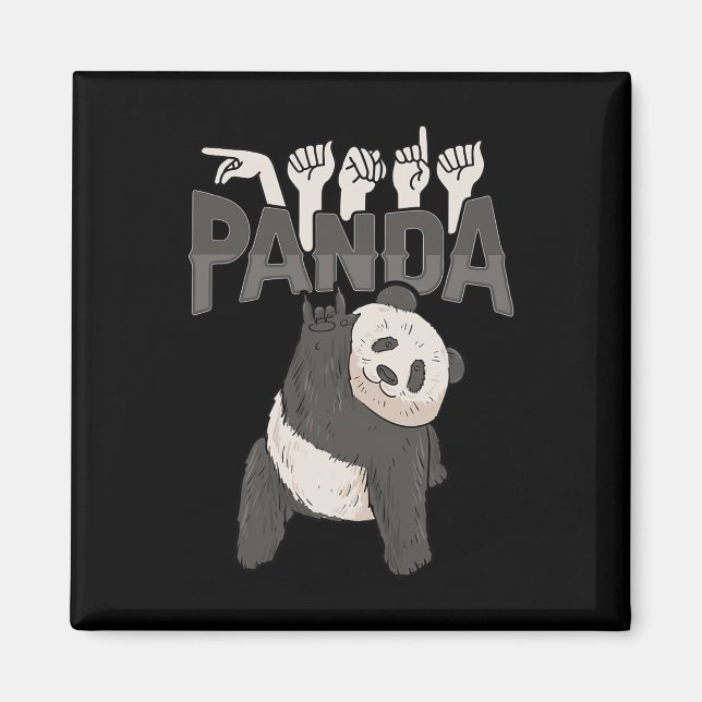 ILY Panda ASL Hand Gesture Deaf Hearing Loss Aware Magnet (Front)