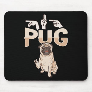 ILY Pug ASL Hand Gesture Deaf Hearing Loss Awarene Mouse Pad
