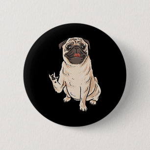 Ily Pug Dog Asl Hand Gesture Deaf Hearing Loss Awa 6 Cm Round Badge