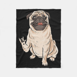 Ily Pug Dog Asl Hand Gesture Deaf Hearing Loss Awa Fleece Blanket