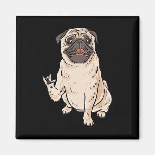 ILY PUG DOG ASL Hand Gesture Deaf Hearing Loss Awa Magnet