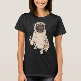 Ily Pug Dog Asl Hand Gesture Deaf Hearing Loss Awa T-Shirt