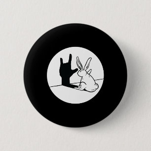 ILY Rabbit ASL Hand Gesture Deaf Hearing Loss Awar 6 Cm Round Badge