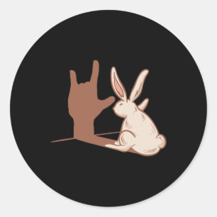 Ily Rabbit Asl Hand Gesture Deaf Hearing Loss Awar Classic Round Sticker