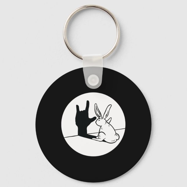ILY Rabbit ASL Hand Gesture Deaf Hearing Loss Awar Key Ring (Front)