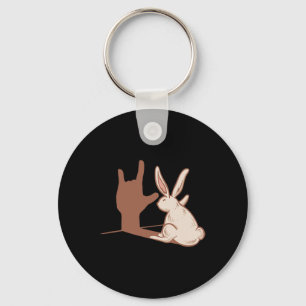 ILY Rabbit ASL Hand Gesture Deaf Hearing Loss Awar Key Ring