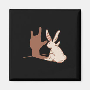 ILY Rabbit ASL Hand Gesture Deaf Hearing Loss Awar Magnet