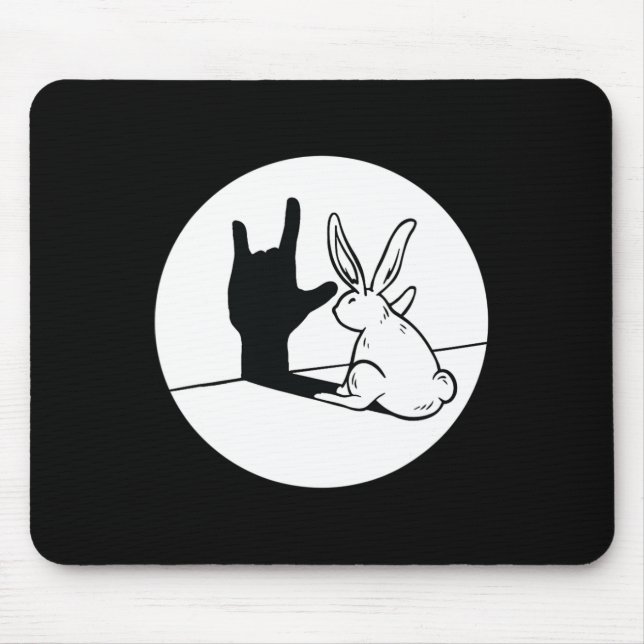 ILY Rabbit ASL Hand Gesture Deaf Hearing Loss Awar Mouse Pad (Front)