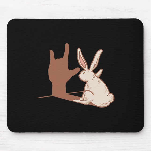 Ily Rabbit Asl Hand Gesture Deaf Hearing Loss Awar Mouse Pad (Front)