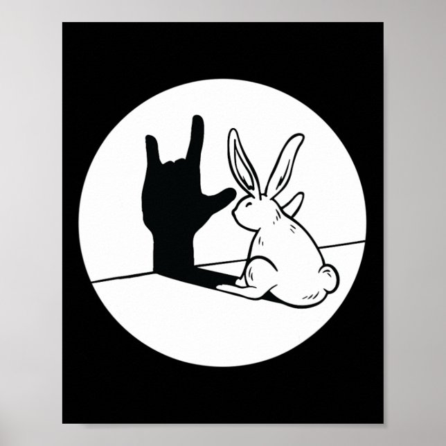 ILY Rabbit ASL Hand Gesture Deaf Hearing Loss Awar Poster (Front)