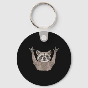 ILY Raccoon ASL Hand Gesture Deaf Hearing Loss Awa Key Ring