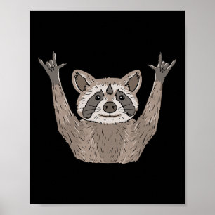 ILY Racoon ASL Hand Gesture Deaf Hearing Loss Awa Poster