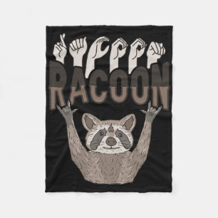 Ily Racoon Asl Hand Gesture Deaf Hearing Loss Awar Fleece Blanket