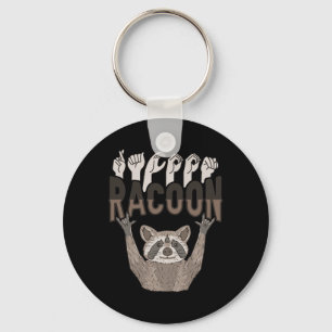 Ily Racoon Asl Hand Gesture Deaf Hearing Loss Awar Key Ring