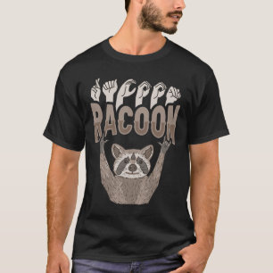 ILY Racoon ASL Hand Gesture Deaf Hearing Loss Awar T-Shirt