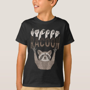 ILY Racoon ASL Hand Gesture Deaf Hearing Loss Awar T-Shirt