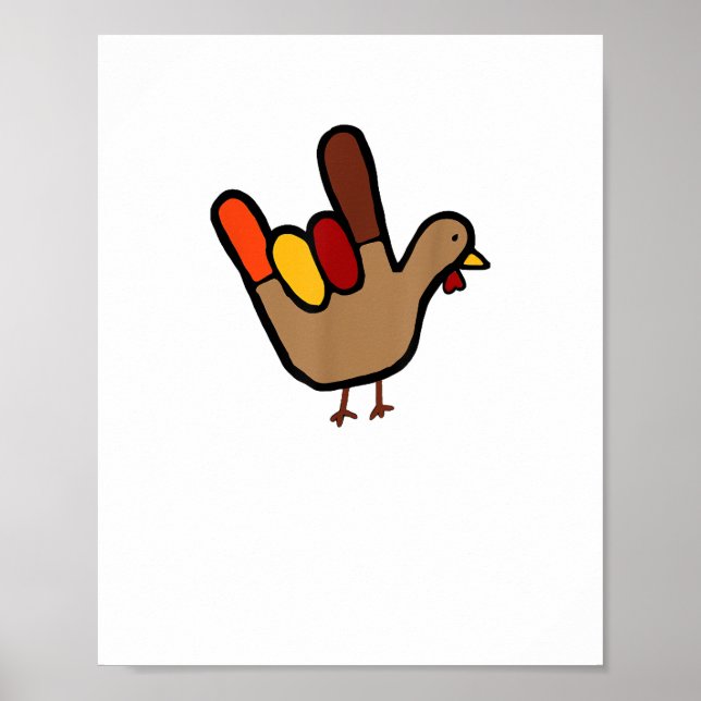 ILY Sign Language Hand Turkey Thanksgiving Holiday (Front)
