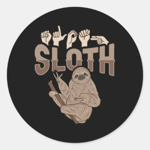 Ily Sloth Asl Hand Gesture Deaf Hearing Loss Aware Classic Round Sticker