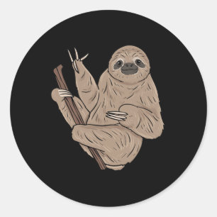 Ily Sloth Asl Hand Gesture Deaf Hearing Loss Aware Classic Round Sticker