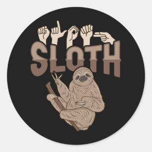 ILY Sloth ASL Hand Gesture Deaf Hearing Loss Aware Classic Round Sticker
