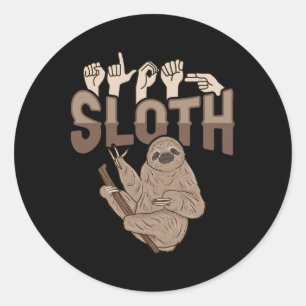 Ily Sloth Asl Hand Gesture Deaf Hearing Loss Aware Classic Round Sticker