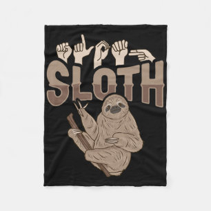 Ily Sloth Asl Hand Gesture Deaf Hearing Loss Aware Fleece Blanket