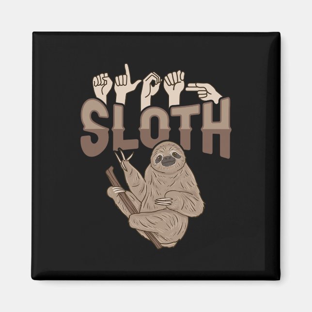 Ily Sloth Asl Hand Gesture Deaf Hearing Loss Aware Magnet (Front)