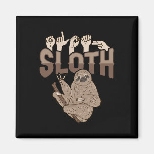 ILY Sloth ASL Hand Gesture Deaf Hearing Loss Aware Magnet