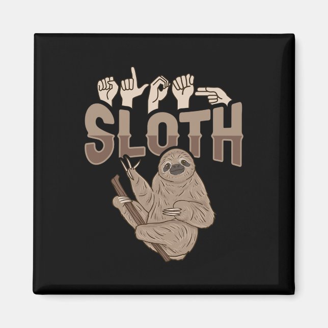 ILY Sloth ASL Hand Gesture Deaf Hearing Loss Aware Magnet (Front)