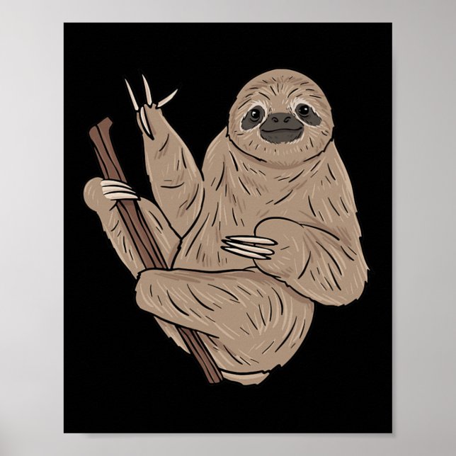 ILY Sloth ASL Hand Gesture Deaf Hearing Loss Aware Poster (Front)
