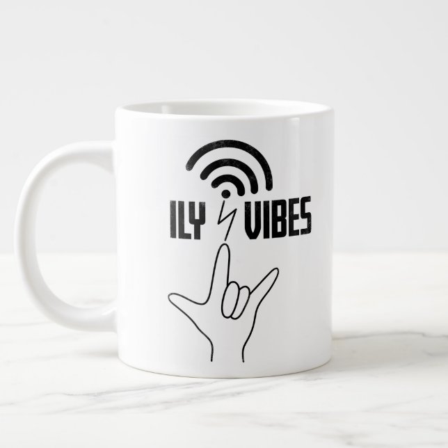 ILY Vibes - ASL Design  Large Coffee Mug (Left)