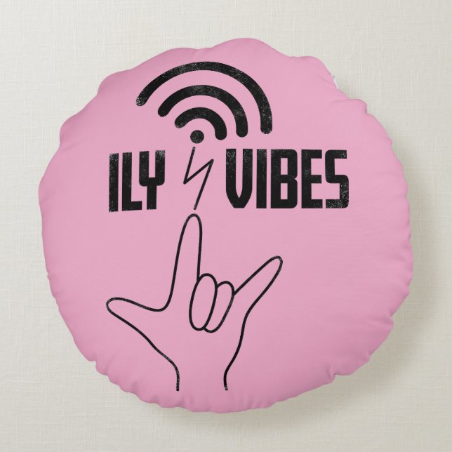 ILY Vibes - ASL Design  Round Cushion (Back)