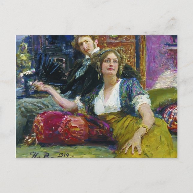 Ilya Repin- Portrait of Mitrofanovich Gorodetsky Postcard (Front)