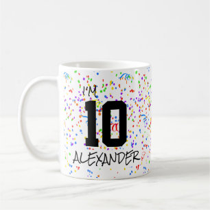 I'm 10 Add Name and Photo Confetti Birthday Coffee Mug