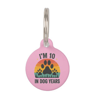 Im 10 in Dog Years 80 Years Old Men Funny Birthday Pet Tag