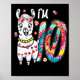 I'm 10 year old 10th Birthday Tie Dye Farm Poster